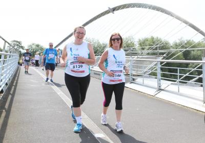 Fran (left) and Julie during the 2019 York 10K