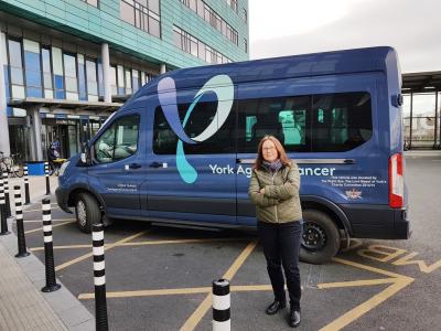 Francine Clee with the YAC minibus at Bexley Wing, Leeds.jpg