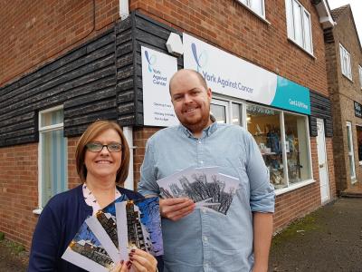 Julie Russell of York Against Cancer and Tom Kneeshaw of Process Print, who collaborated on the cards.jpg