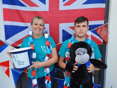 Heather Atkinson and son Daniel get ready for their social distancing street party