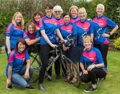 The women getting ready for their four-day epic ride