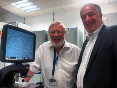 Professor Maitland with YAC founder Professor Steve Leveson when the funding was announced