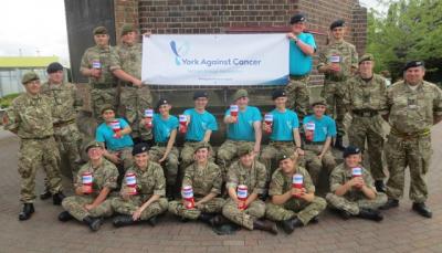 The cadets ready for their marathon bag pack