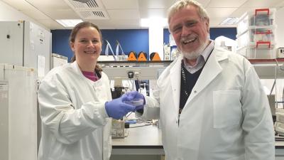 Dr Fiona Frame with Prof Norman Maitland in the lab at the University of York