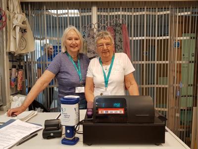 Margaret, left, with Ann at the hospital shop