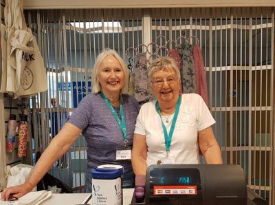 Margaret, left, with Ann in our hospital shop