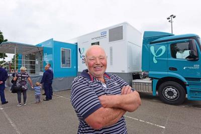 Rob Holtby at the launch of our Mobile Chemotherapy Unit