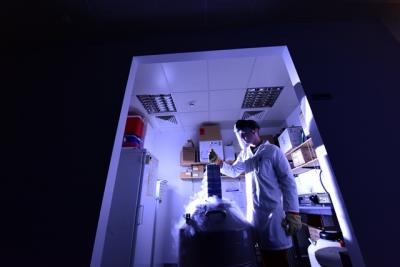 Simon Baker at work in the JBU lab