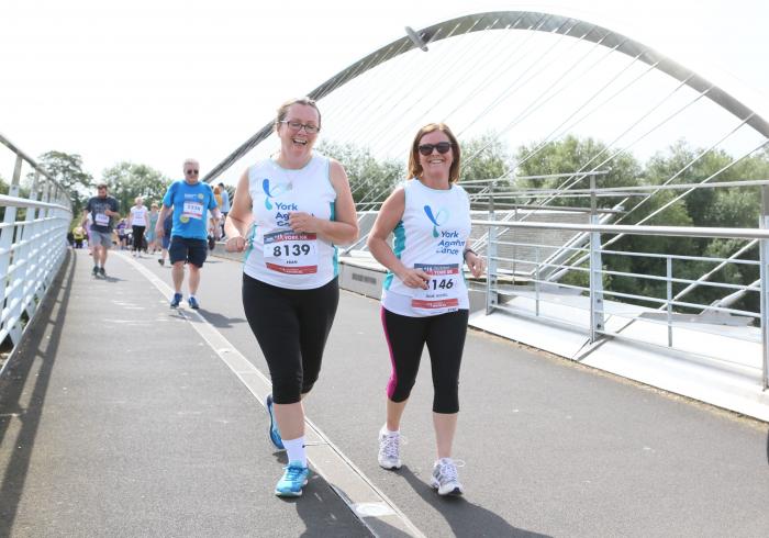 Fran (left) and Julie during the 2019 York 10K Fran (left) and Julie during the 2019 York 10K