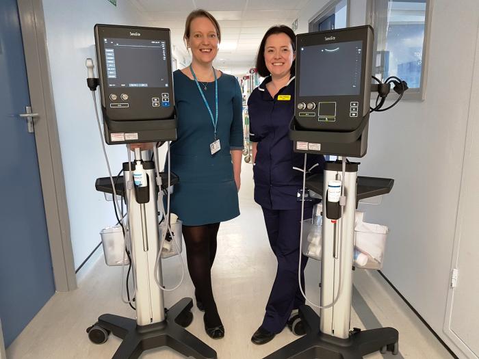 Dr Gill and Sister Williams with the ultrasound machines Dr Gill and Sister Williams with the ultrasound machines