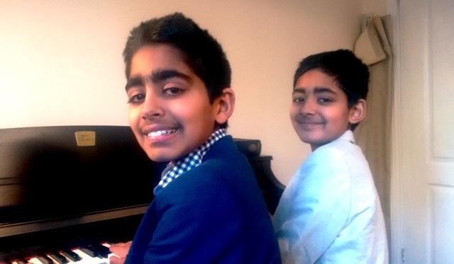 Rohith and Varun at the piano Rohith and Varun at the piano