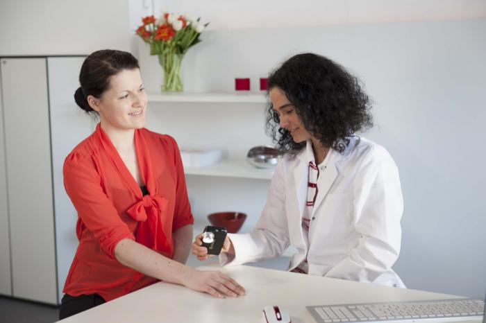 Dermatoscope in use