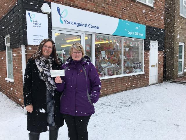 Francine Clee of York Against Cancer receives a £300 cheque from Linda Ellis of Elmet Lions Francine Clee of York Against Cancer receives a £300 cheque from Linda Ellis of Elmet Lions