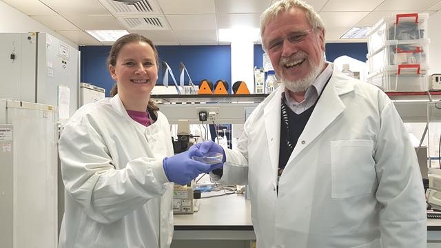 Dr Fiona Frame with Prof Norman Maitland in the lab at the University of York